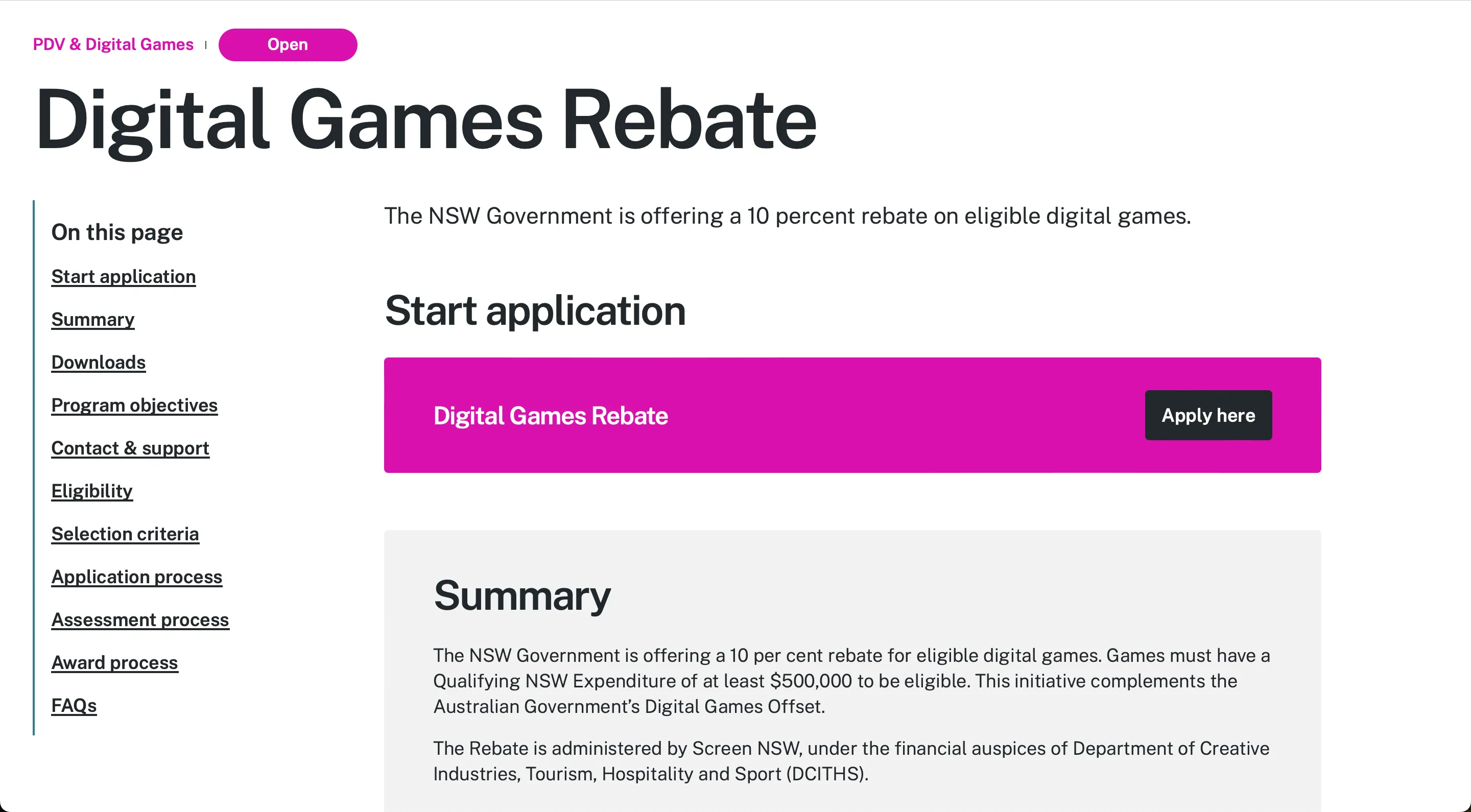 Feature section: Digital Games Rebate