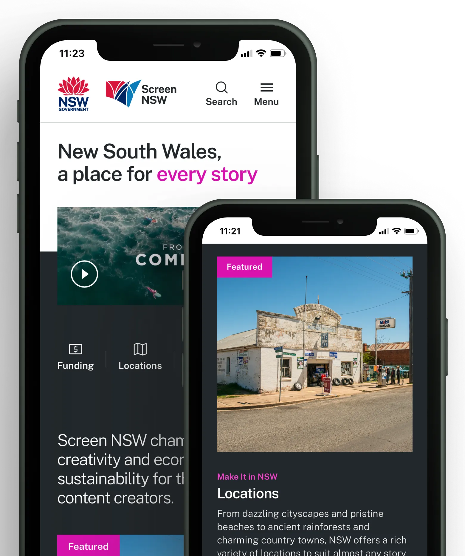 Screen NSW website hero visuals