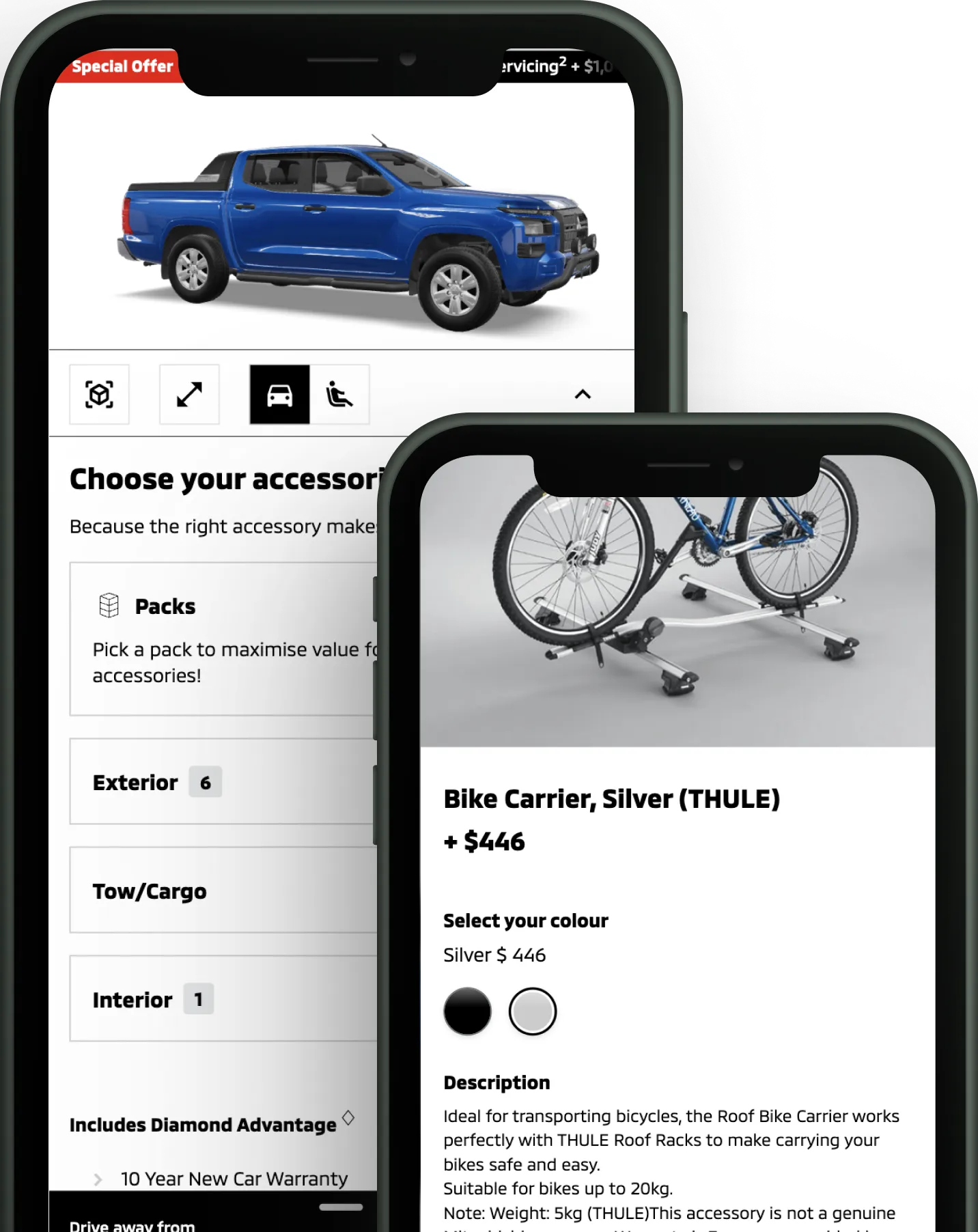 Mitsubishi Triton configurator hero visuals