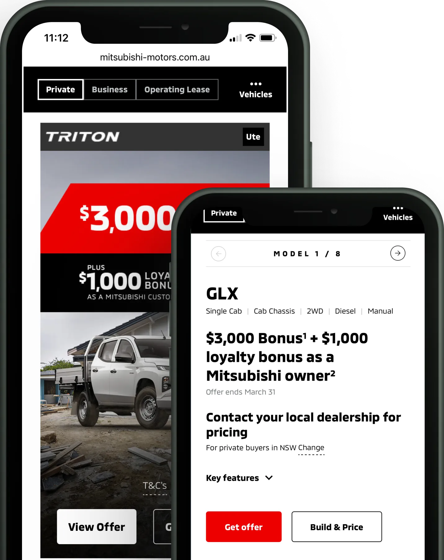 Mitsubishi vehicle offers UI hero