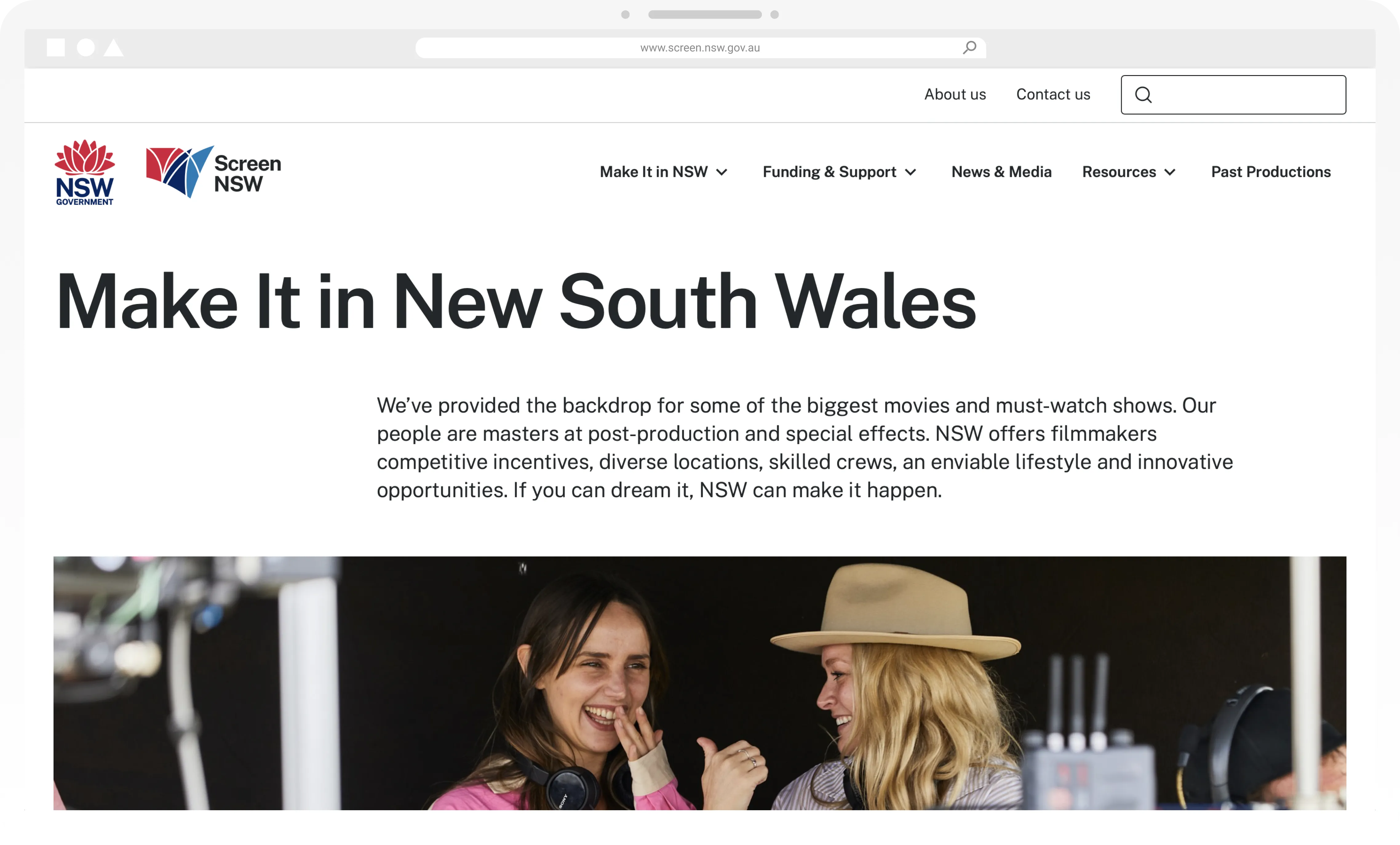 Homepage hero section highlighting NSW as a destination
