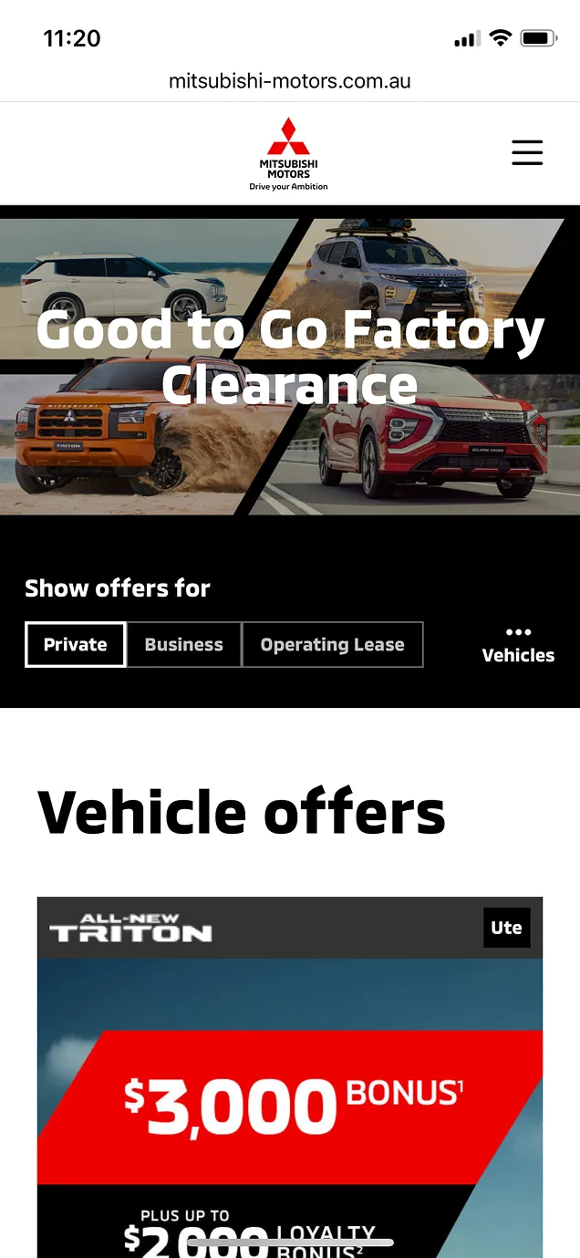Responsive offers listing layout variant 1
