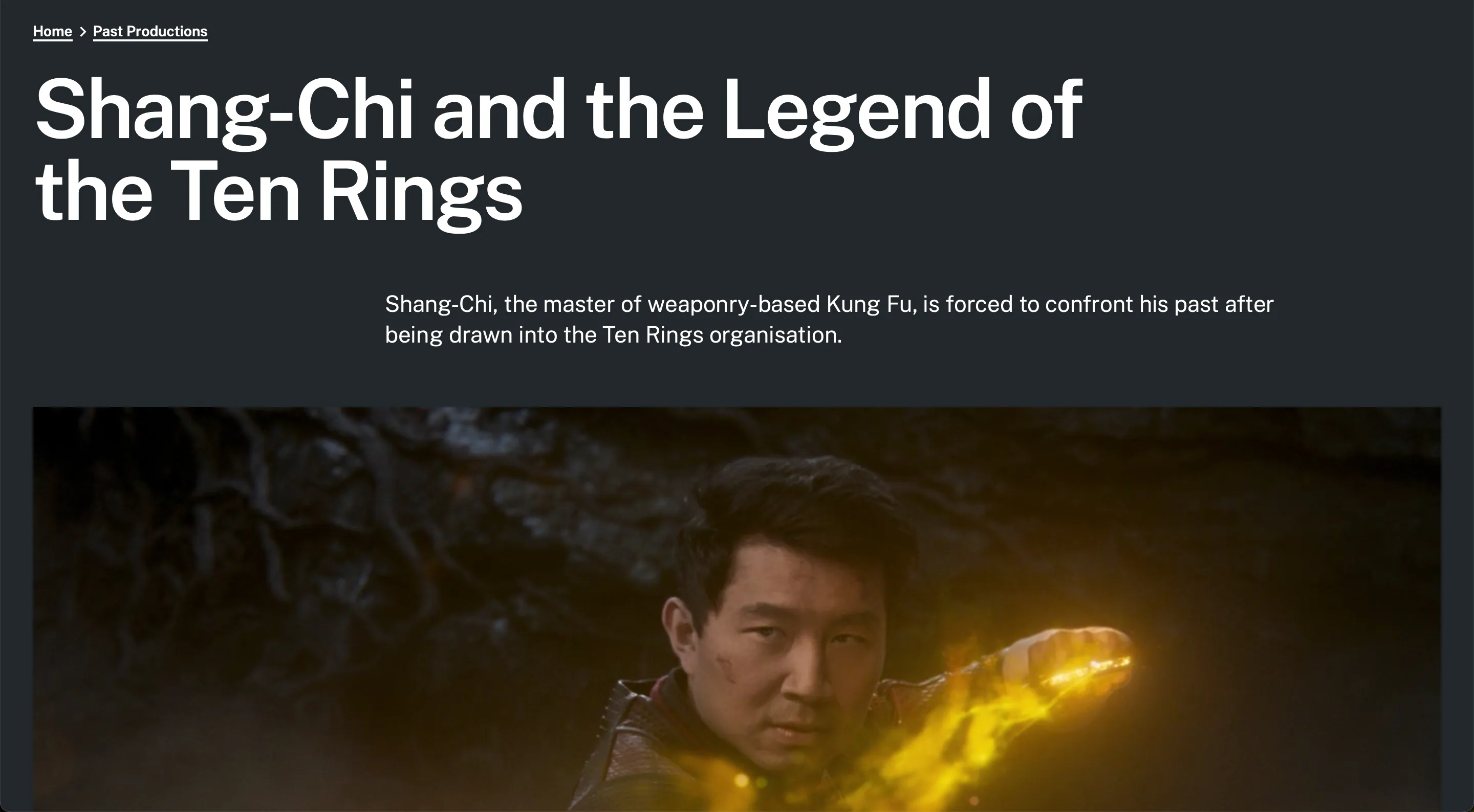Recent production highlight: Shang-Chi